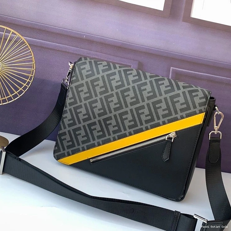 Fendi FF Motif Fabric Bag Large Messenger In Black 0822